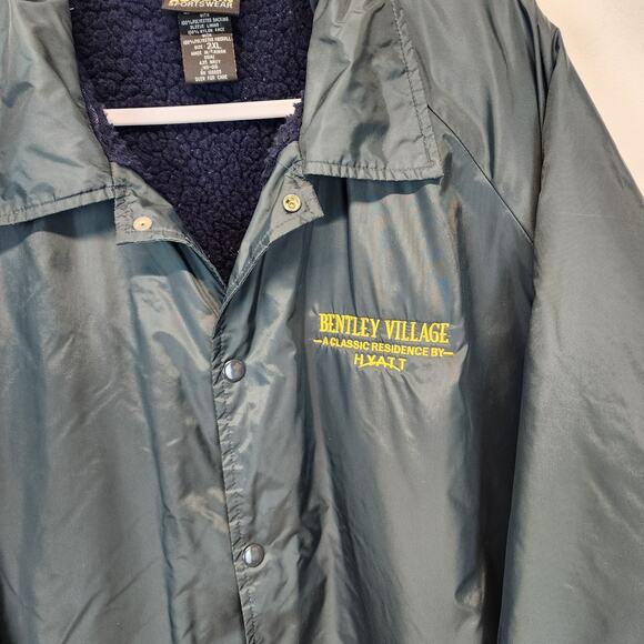 Vintage Auburn Sportswear Button Up Longline Nylon Jacket Fleece Lined 2XL Blue - Picture 4 of 13